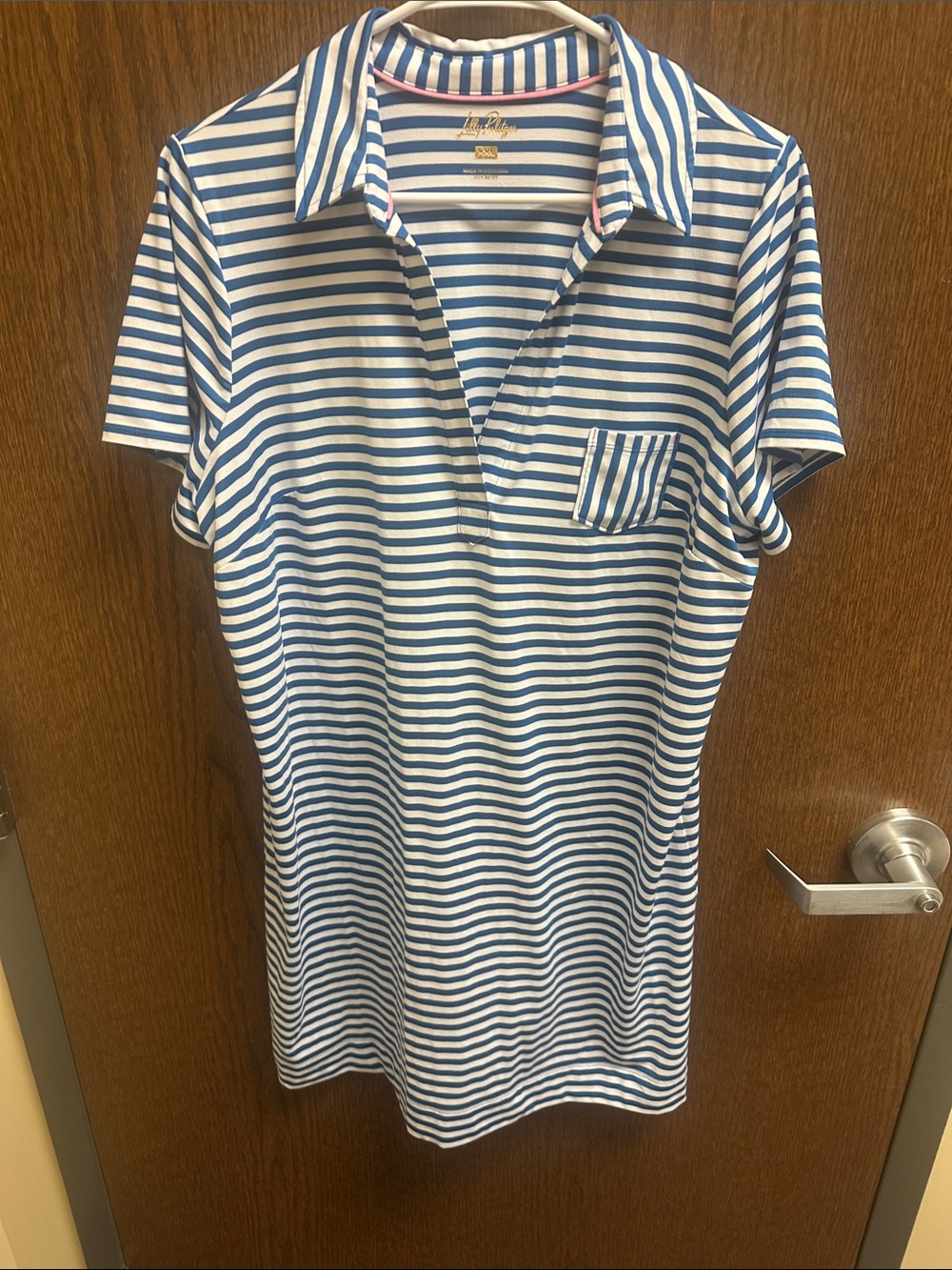 Lilly Pulitzer Blue & White Striped Polo Midi Dress